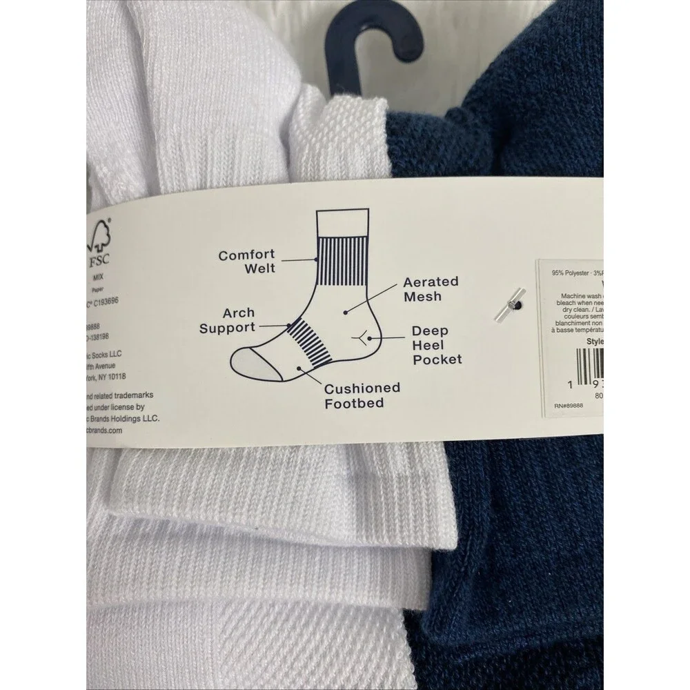 Gap Socks Men’s 6 Pair Navy Blue White Cushioned Mid Crews Casual Size 6-12